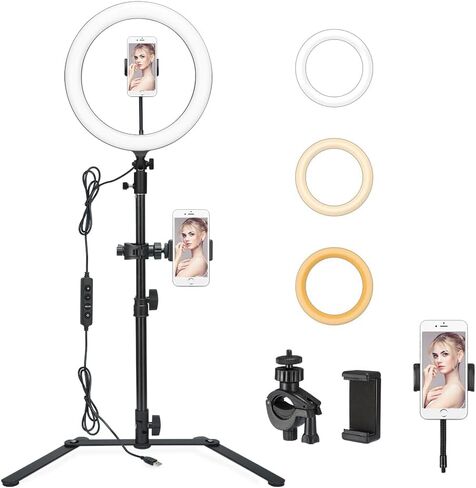 Godox LR120 Ring Light Kit, 12" Ring Light with Adjustable Stand, 3000K to 6000K Brightness 10%-100% CRI 90+ with Cell Phone Holder for Live Stream/Makeup/YouTube/TikTok in Kuwait