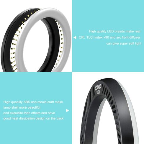 Godox LR120 Ring Light Kit, 12" Ring Light with Adjustable Stand, 3000K to 6000K Brightness 10%-100% CRI 90+ with Cell Phone Holder for Live Stream/Makeup/YouTube/TikTok in Kuwait