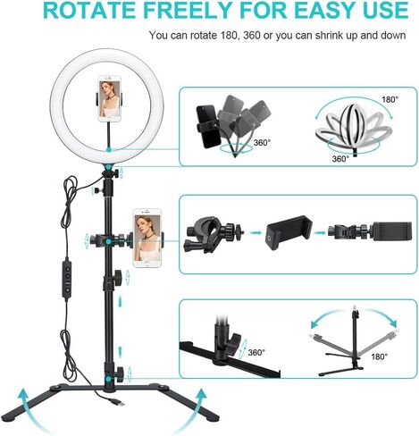 Godox LR120 Ring Light Kit, 12" Ring Light with Adjustable Stand, 3000K to 6000K Brightness 10%-100% CRI 90+ with Cell Phone Holder for Live Stream/Makeup/YouTube/TikTok in Kuwait