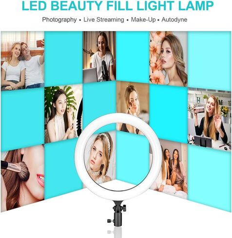 Godox LR120 Ring Light Kit, 12" Ring Light with Adjustable Stand, 3000K to 6000K Brightness 10%-100% CRI 90+ with Cell Phone Holder for Live Stream/Makeup/YouTube/TikTok in Kuwait