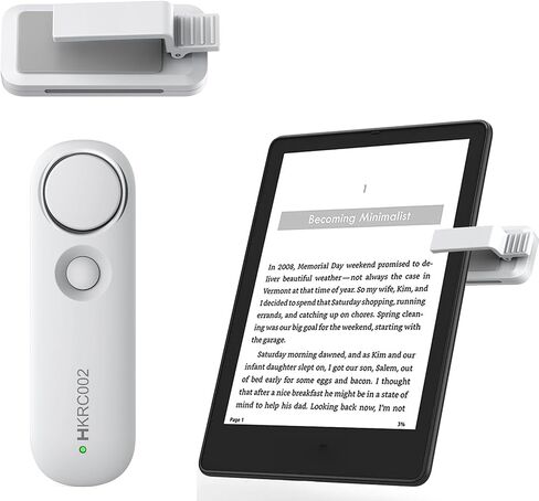 RF Remote Control Page Turner for Kindle iPad iPhone Android-Phone/Tablets Reading eBook Novels Comics, Camera Remote Shutter Selfie Controller, Built-in Flashlight, White in Saudi Arabia