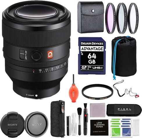 Sony FE 50mm F1.2 GM (SEL50F12GM) Full-Frame Lens Bundle with Backpack, 72mm 3PC Filter Kit, Lexar 64GB SD Card, Monopod + More | Sony 50mm Lens in Kuwait