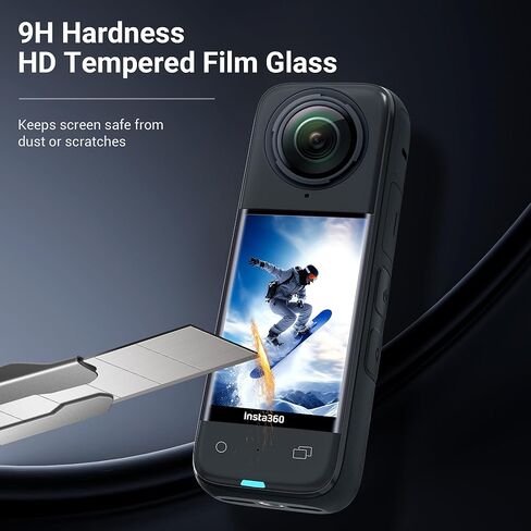 واقي شاشة CYNOVA Upgrade Insta 360 X4 من الزجاج المقسى لملحقات Insta360 X4، فائق الدقة، صلابة 9H، مقاوم للخدش، مضاد لبصمات الأصابع in Kuwait