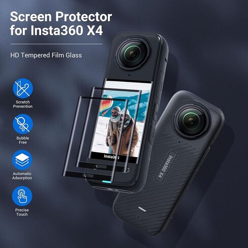 واقي شاشة CYNOVA Upgrade Insta 360 X4 من الزجاج المقسى لملحقات Insta360 X4، فائق الدقة، صلابة 9H، مقاوم للخدش، مضاد لبصمات الأصابع in Kuwait