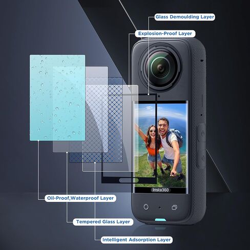 واقي شاشة CYNOVA Upgrade Insta 360 X4 من الزجاج المقسى لملحقات Insta360 X4، فائق الدقة، صلابة 9H، مقاوم للخدش، مضاد لبصمات الأصابع in Kuwait