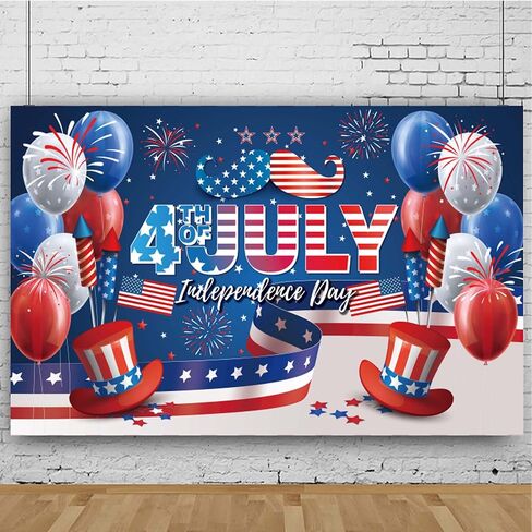 4th of July Backdrop, Happy US Flag Independence Day Photography Background, Patriotic National Veterans Day American Flag Background Decor, Memorial Day Photo Banner Backdrop(71x43inch) (Black) in Saudi Arabia