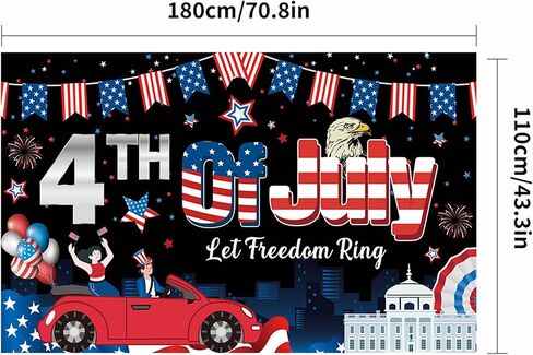 4th of July Backdrop, Happy US Flag Independence Day Photography Background, Patriotic National Veterans Day American Flag Background Decor, Memorial Day Photo Banner Backdrop(71x43inch) (Black) in Saudi Arabia