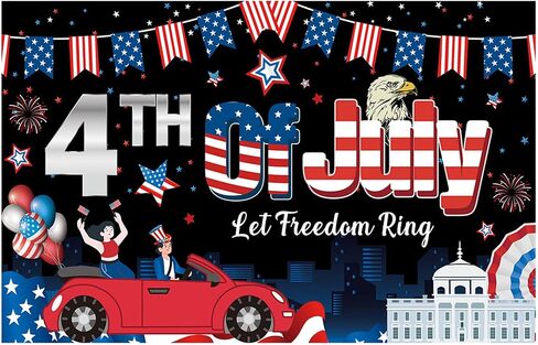 4th of July Backdrop, Happy US Flag Independence Day Photography Background, Patriotic National Veterans Day American Flag Background Decor, Memorial Day Photo Banner Backdrop(71x43inch) (Black) in Saudi Arabia