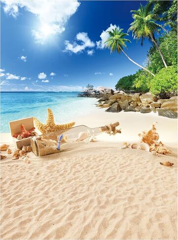Allenjoy Summer Tropical Seaside Beach Backdrop Hawaii Island Palm Trees Photography Background for Pictures Sea Luau Themed Party 5x7ft Kids Portrait Photoshoot Decorations Photo Booth Studio Props in Saudi Arabia