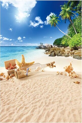 Allenjoy Summer Tropical Seaside Beach Backdrop Hawaii Island Palm Trees Photography Background for Pictures Sea Luau Themed Party 5x7ft Kids Portrait Photoshoot Decorations Photo Booth Studio Props in Saudi Arabia