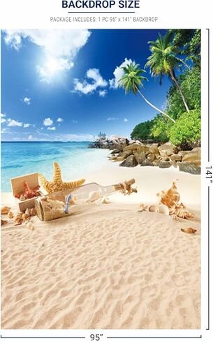 Allenjoy Summer Tropical Seaside Beach Backdrop Hawaii Island Palm Trees Photography Background for Pictures Sea Luau Themed Party 5x7ft Kids Portrait Photoshoot Decorations Photo Booth Studio Props in Saudi Arabia