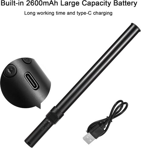 Andoer D2 أنبوب ضوء RGB محمول LED عصا إضاءة فيديو 2500K/5500K/8500K قابلة للتعتيم 7 تأثيرات ضوئية ملونة بطارية مدمجة لتصوير الفيديو المباشر لصورة المنتج in Saudi Arabia