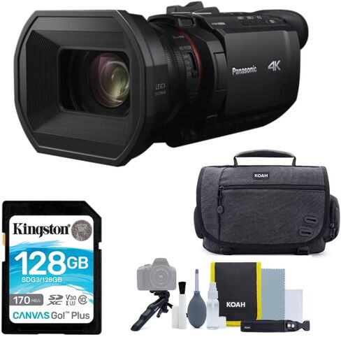 حزمة كاميرا الفيديو Panasonic HC-X1500 4K Pro (أسود) مع بطاقة ذاكرة SDXC Canvas Go Plus بسعة 128 جيجابايت وبطاقة ذاكرة للقراءة بسرعة 170 ميجابايت/ثانية (SDG3/128 جيجابايت) وحقيبة كاميرا Messenger مع مجموعة ملحقات وتنظيف (3 عناصر) in Saudi Arabia