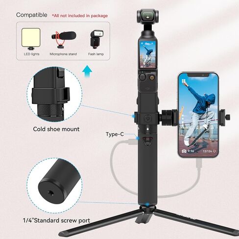 Smatree Portable Osmo Pocket 3 Power Stick (Power Bank) Compatible for DJI Osmo Pocket 3, Handheld Smartphone Holder Mount Pocket Bracket Set with Tripod for Osmo Pocket 3 in Saudi Arabia