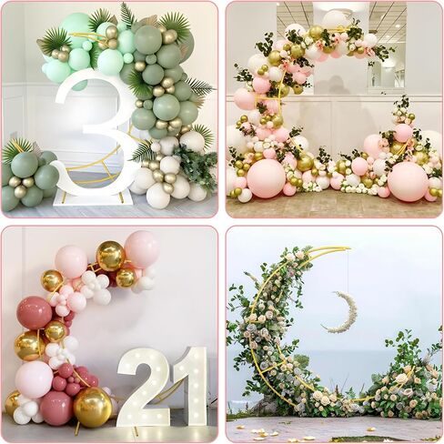 Balloon Arch Stand Wedding Backdrop 6FT Metal Crescent Moon Floral Curved Frame Party Anniversary Decor Bridal Shower (Gold) in Saudi Arabia