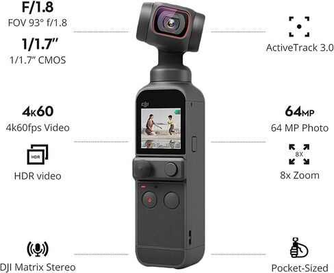 مجموعة DJI Pocket 2 Gimbal Creator مع حزمة بطاقة MicroSD سعة 128 جيجابايت V30 A2 (عنصران) in Saudi Arabia