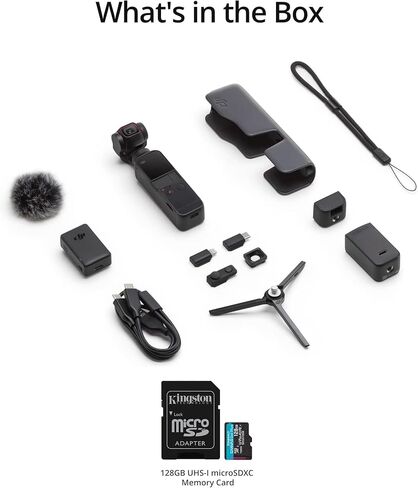 مجموعة DJI Pocket 2 Gimbal Creator مع حزمة بطاقة MicroSD سعة 128 جيجابايت V30 A2 (عنصران) in Saudi Arabia