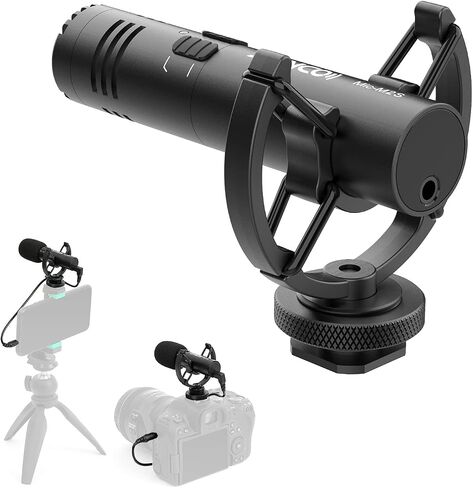 SYNCO External Video Microphone, Mic-M1S Camera Shotgun Microphone with Shock Mount Windshield for DSLR Camera Smartphone, Cardioid Directional Microphone in Saudi Arabia