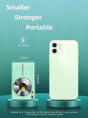 Digital Camera FHD 1080P Kids Camera with 32GB Card, 16X Zoom Anti Shake Compact Point and Shoot Digital Camera Small Camera for Kids Girls Boys Students, Mint Green in Kuwait