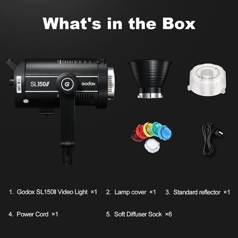 Godox SL-150WII SL150WII 5600K 150W High Power LED Studio Light, CRI96+ TLCI97+, Ultra Silent Fan with Bowens Mount for Studio,Shooting,Location,Interview Lighting in Saudi Arabia