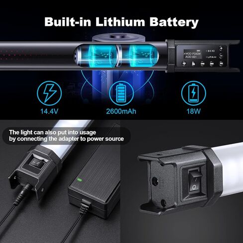 Godox TL60 4-Light Kit أنبوب ضوء، 2700K-6500K كامل اللون RGB LED عصا إضاءة فيديو، CRI96+ TLCI98+، تأثير ضوء 39 Fx، بطارية ليثيوم مدمجة، مع جهاز تحكم عن بعد وحقيبة حمل in Saudi Arabia