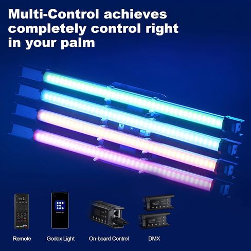 Godox TL60 4-Light Kit أنبوب ضوء، 2700K-6500K كامل اللون RGB LED عصا إضاءة فيديو، CRI96+ TLCI98+، تأثير ضوء 39 Fx، بطارية ليثيوم مدمجة، مع جهاز تحكم عن بعد وحقيبة حمل in Saudi Arabia