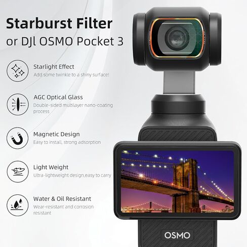 REYGEAK لمرشح OSMO Pocket 3 Star، مرشح عدسة Starburst 8X متعدد الطبقات لـ DJI Pocket 3 ملحقات حماية عدسات الكاميرا (إصدار الألومنيوم المغناطيسي) in Saudi Arabia