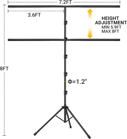 Green Screen Backdrop with Stand, 8x5ft Portable Greenscreen Background with Stand, T-Shape Green Screen Stand kit with 6 Spring Clamps, Sandbag, Carry Bag for Zoom, Video, Streaming and Photoshoot in Kuwait