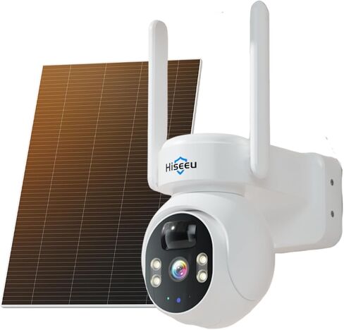 Hiseeu Solar Camera, 4MP 100% Wireless WiFi Camera Outdoor, Humanoid Detection, PTZ 360° View, Color Night Vision, IP66 Waterproof, 2-Way Audio, 2.4G WiFi, Compatible with NVR, No Monthly Fee, 2PCS in Saudi Arabia
