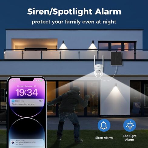 Hiseeu Solar Camera, 4MP 100% Wireless WiFi Camera Outdoor, Humanoid Detection, PTZ 360° View, Color Night Vision, IP66 Waterproof, 2-Way Audio, 2.4G WiFi, Compatible with NVR, No Monthly Fee, 2PCS in Saudi Arabia