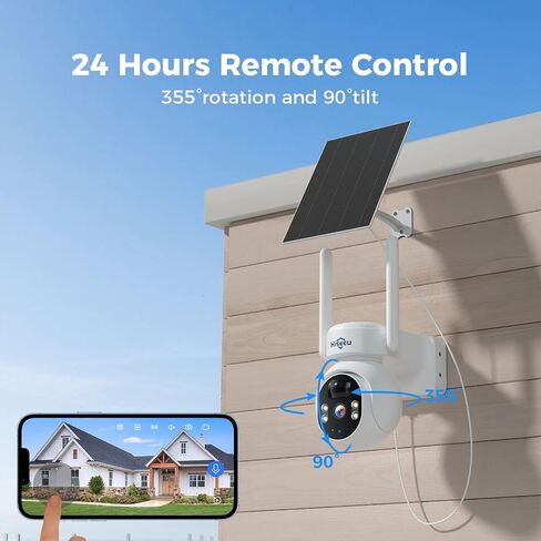 Hiseeu Solar Camera, 4MP 100% Wireless WiFi Camera Outdoor, Humanoid Detection, PTZ 360° View, Color Night Vision, IP66 Waterproof, 2-Way Audio, 2.4G WiFi, Compatible with NVR, No Monthly Fee, 2PCS in Saudi Arabia