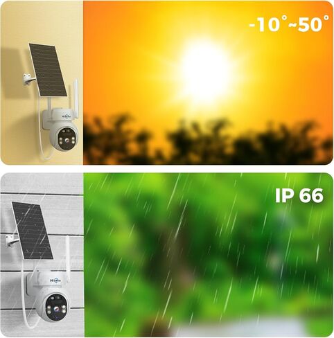 Hiseeu Solar Camera, 4MP 100% Wireless WiFi Camera Outdoor, Humanoid Detection, PTZ 360° View, Color Night Vision, IP66 Waterproof, 2-Way Audio, 2.4G WiFi, Compatible with NVR, No Monthly Fee, 2PCS in Saudi Arabia
