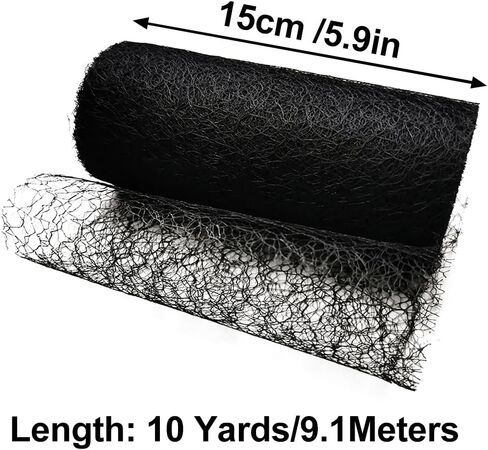 Queenbox 6"x10 Yards Openwork Tulle Ribbon, Irregular Spider Web Mesh Hollow Gauze Roll Hole Lace Net Thin Fabric for DIY Art Craft, Black in Kuwait