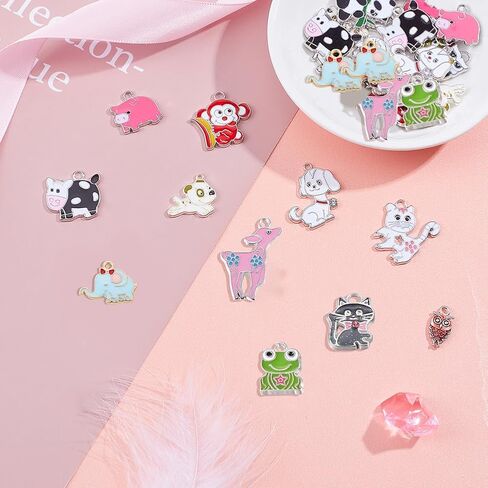 SUNNYCLUE 36Pcs Assorted Enamel Charms Gold Plated Animal Cat Panda Cow Dog Charms Pendants for Jewelry Making Necklace Earrings Bracelet Craft Findings in Saudi Arabia