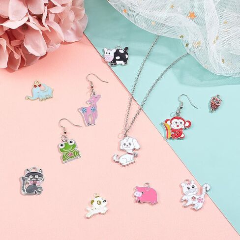 SUNNYCLUE 36Pcs Assorted Enamel Charms Gold Plated Animal Cat Panda Cow Dog Charms Pendants for Jewelry Making Necklace Earrings Bracelet Craft Findings in Saudi Arabia