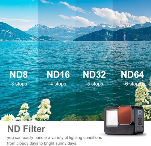 6 عبوات من الأشعة فوق البنفسجية CPL ND8 ND16 ND32 ND64 لـ Gopro Hero 12 /Hero 11/Hero 10/Hero 9 ملحقات كاميرا الحركة محايدة الكثافة مجموعة مرشح المستقطب، مجموعة مرشح CPL/ND حامي لـ GoPro Hero in Kuwait