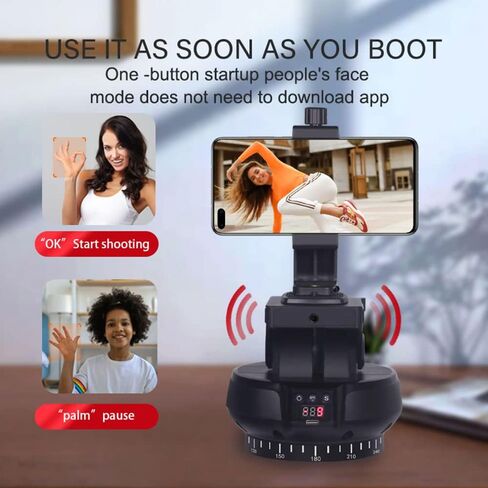 Andoer YT1200 Face Motorized Pan Tilt Head 2-axis Panoramic Head AI Smart Face Tracking 360 degrees Rotation Panoramic Tripod Head Wireless Remote Control 9 Levels Adjustable Speed 1kg Load Capacity in Saudi Arabia