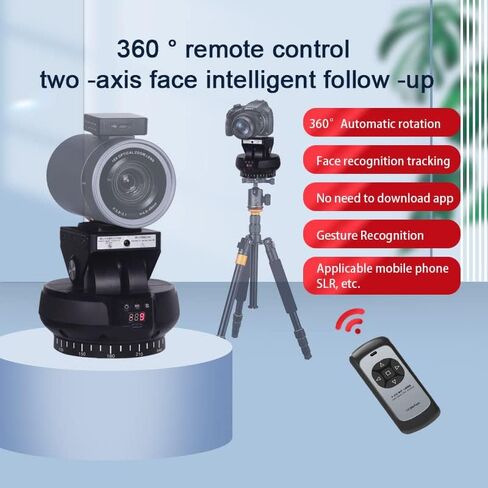 Andoer YT1200 Face Motorized Pan Tilt Head 2-axis Panoramic Head AI Smart Face Tracking 360 degrees Rotation Panoramic Tripod Head Wireless Remote Control 9 Levels Adjustable Speed 1kg Load Capacity in Saudi Arabia