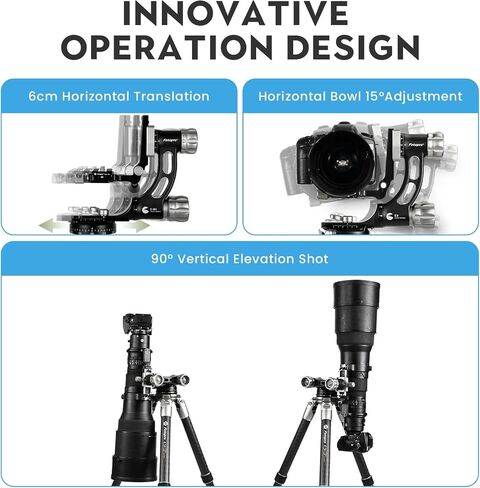 رأس Fotopro E-9H Gimbal، رأس حامل ثلاثي من الألومنيوم للتصوير الفلكي للحياة البرية، رأس سائل عالي التحمل أقصى تحميل 30 كجم/66 رطلاً in Saudi Arabia
