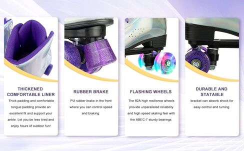 زلاجات دوارة من XUDREZ للنساء والفتيات، زلاجات دوارة فضية ليزر أنيقة، زلاجات دوارة كلاسيكية عالية الجودة بصف مزدوج للمبتدئين، زلاجات دوارة داخلية وخارجية in Kuwait