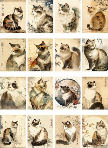 Decoupage Paper Pack (35 Sheets 6"x8") Cats Portrait Glass Mosaic Stained Glass FLONZ Vintage Pictures Reprint Cards for Decoupage, Craft and Scrapbooking in Kuwait
