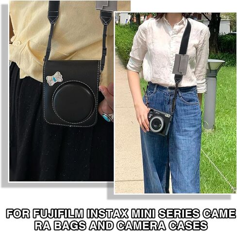 CAIYOULE Camera Shoulder Strap for fuji Instax Mini Series Instant Camera | Camera Shoulder Strap for Fujifilm Instax Mini Evo/SE/13/12/11/99/7+ Instant Camera Case, with Mini 3" Photo Storage Pouch in Saudi Arabia