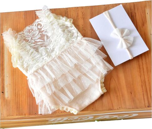 Zeroest Newborn Baby Girl Photography Props Stretch Romper with Lace Trim & Headband,Newborn Outfit for Photoshot in Saudi Arabia