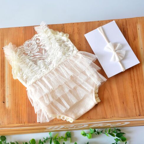 Zeroest Newborn Baby Girl Photography Props Stretch Romper with Lace Trim & Headband,Newborn Outfit for Photoshot in Saudi Arabia