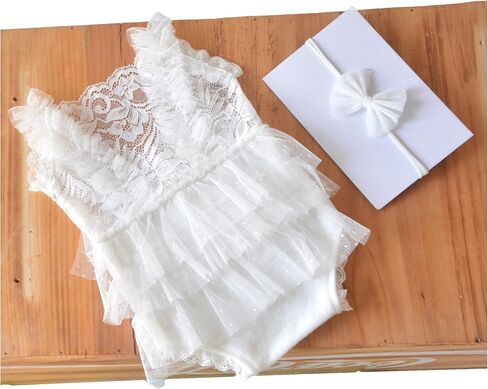 Zeroest Newborn Baby Girl Photography Props Stretch Romper with Lace Trim & Headband,Newborn Outfit for Photoshot in Saudi Arabia