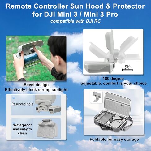 O'woda Mini 3 Pro/Mini 3 Sun Hood for DJI RC - Adjustable Remote Controller Protective Cover for DJI Mini 3 / Mini 3 Pro - Compatible with DJI RC Accessories in Saudi Arabia
