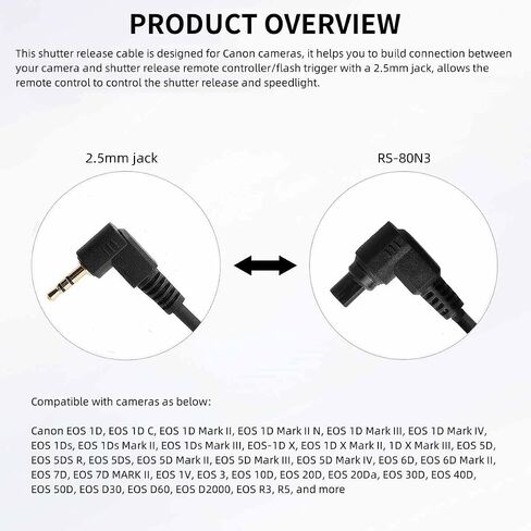 كابل تحرير مصراع الكاميرا 2.5 مم إلى C3 سلك التحكم عن بعد Speedlight Flash Trigger Connect سلك ملفوف زنبركي لكاميرات Canon EOS 7D 7D Mark II 6D 6D Mark II 5D 5DS 5D 5DS 5D in Saudi Arabia