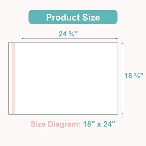 Acid-Free Picture Sleeves, 100Pack Crystal Clear Storage Bags for 18x24 Art Prints, Pictures, Photos, Frame Mats (Bag Size: 18 1/2"x24 2/5") in Saudi Arabia