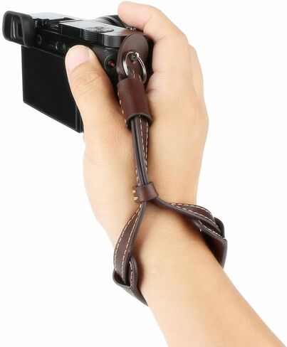 Camera Hand Wrist Strap Leather Hand Strap compatible for Fujifilm X-T5 X-T30 X-T20 X-T4 X-T3 X100V X100F Sony A6000 A6100 A6300 A6400 A6500 A6600 A6700 & More Mirrorless cameras - Coffee in Saudi Arabia
