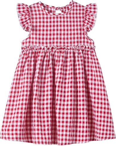 Csbks Toddler Baby Girls' Cotton-Linen Sundress with Ruffle Halter Sleeveless and Swing Dress in Kuwait